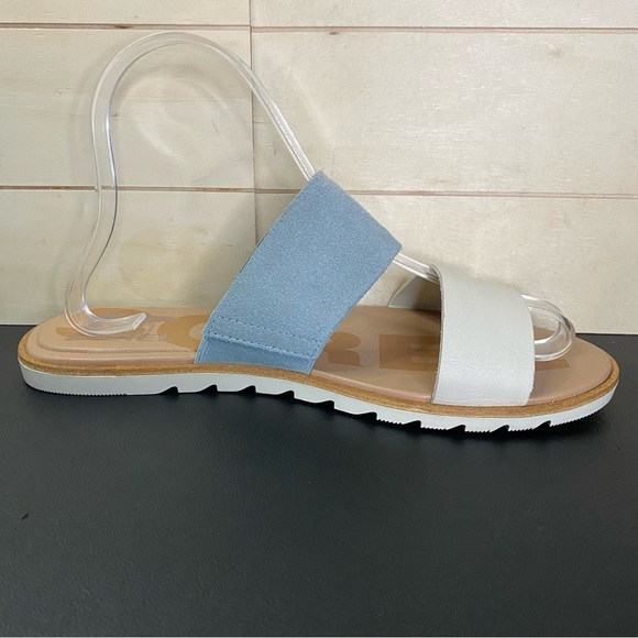 Sorel Ella 2 Slide Sandals Women's Size 7 Shoes Blue White Leather NL4662-461 - Picture 3 of 10